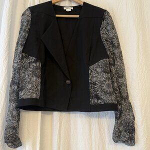 Helmut‎ Lang Black Wool Silk Lightweight Blazer Size 6 Chiffon Luxury Chic